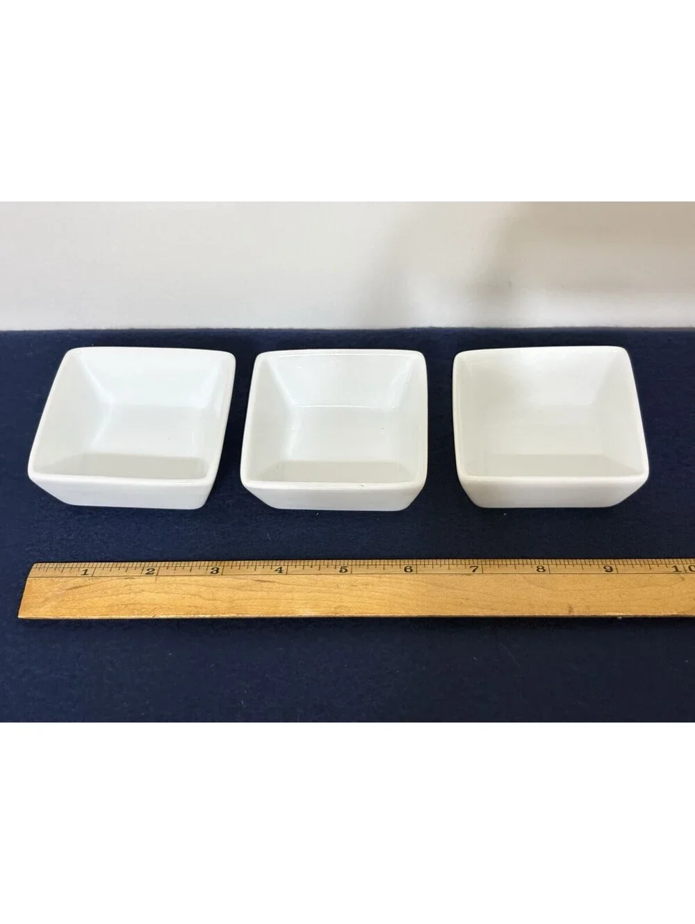 Set Of 3 Pier 1 White Porcelain  Appetizer Condiment Bowls for Wasabi & Soy